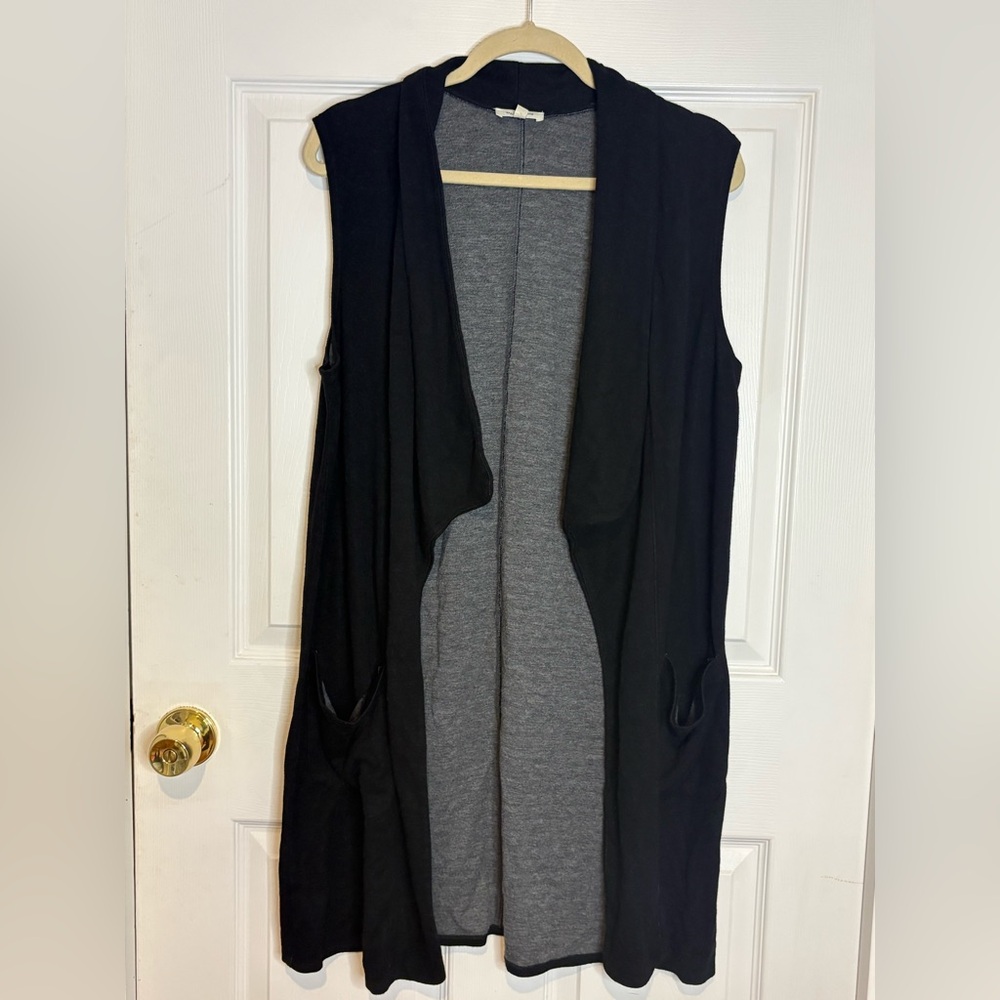 Max Studio - Black and Gray Sleeveless Cardigan Vest